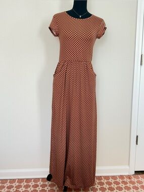 Velvet Torch Rust Patterned Short-Sleeve Maxi Dress